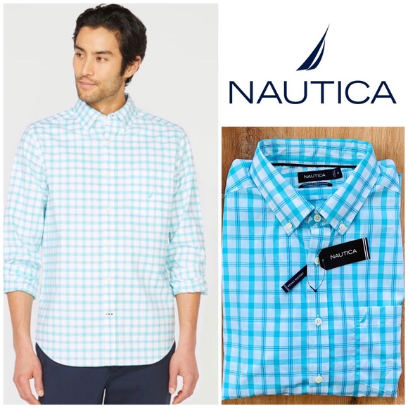 Nautica Classic Fit Long Sleeve Plaid Oxford Shirt - Picture 6 of 6